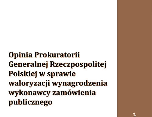 04/22 Opinia Prokuratorii Generalnej Rzeczpospolitej Polskiej w sprawie waloryzacji wynagrodzenia wykonawcy zamówienia publicznego