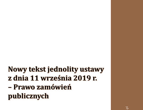 05/22 Nowy tekst jednolity ustawy z dnia 11.09.2019