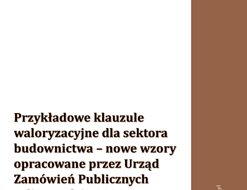 09/22 Przykładowe klauzule waloryzacyjne dla sektora budownictwa