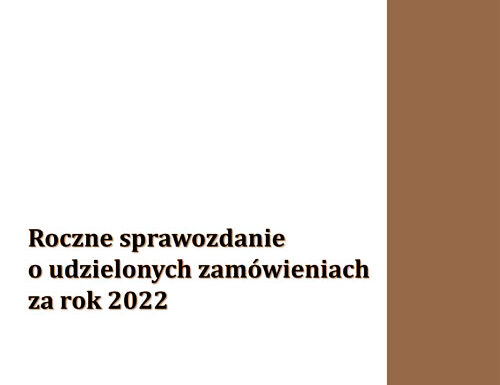 01/23 Roczne sprawozdanie o udzielonych zamówieniach